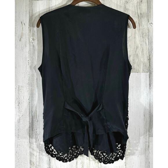 San Andre 1993 Womens Black Lace Front Button Up Vest Size 10 (Medium) Vintage - Picture 2 of 11